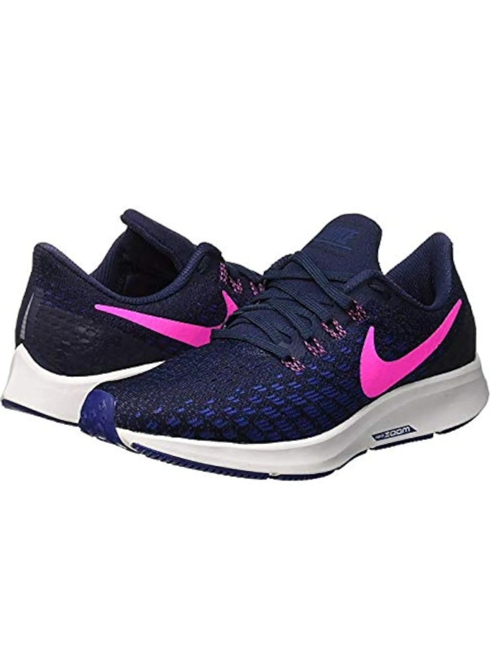 Nike Women's Air Zoom Pegasus Running Shoes - Navy with Pink Swoosh